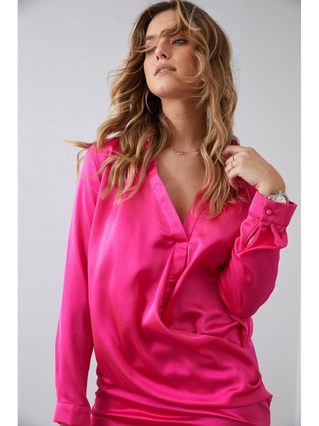 Fuchsia ruffled shirt dress FG641 - Online store - Boutique